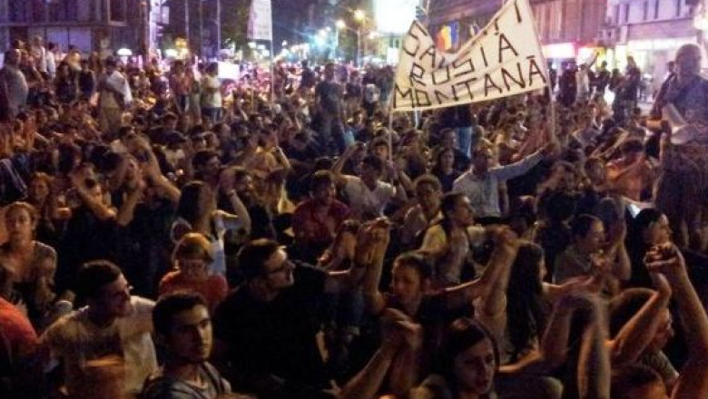Proteste fata de proiectul Rosia Montana. Incidente intre manifestanti si jandarmi la Universitate Imagine