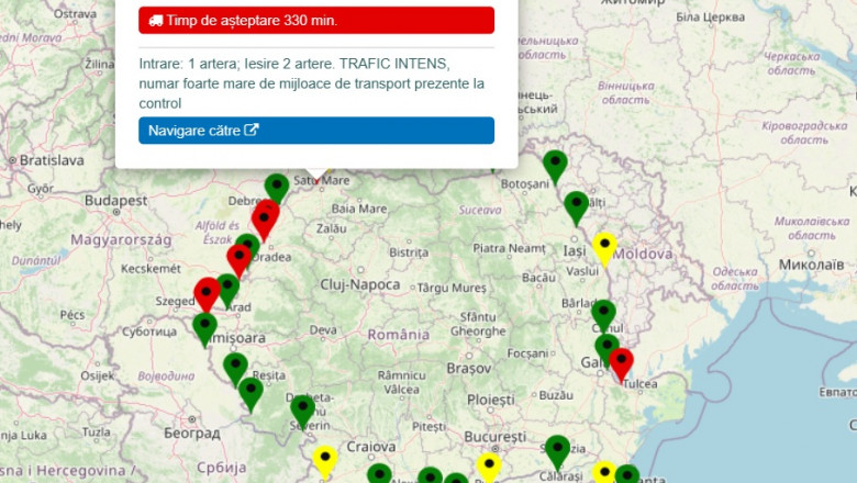 Protestele transportatorilor si fermierilor blocheaza puctele de trecere a frontierei. Cel mai aglomerat este la Petea Imagine