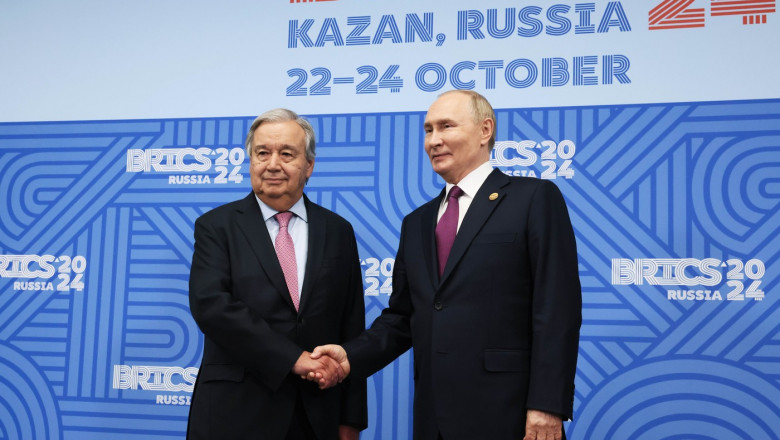 Putin ii raspunde cinic lui Guterres la summitul BRICS: Traim in familii in care se impart proprietati si „uneori se ajunge la batai” Imagine