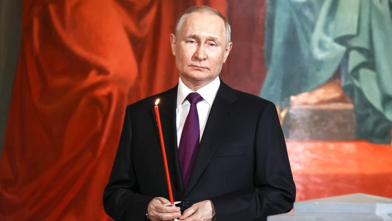 Putin l-a felicitat de Paste pe patriarhul Kirill all Rusiei, unul dintre sustinatorii razboiului, pentru „munca neobosita” Imagine