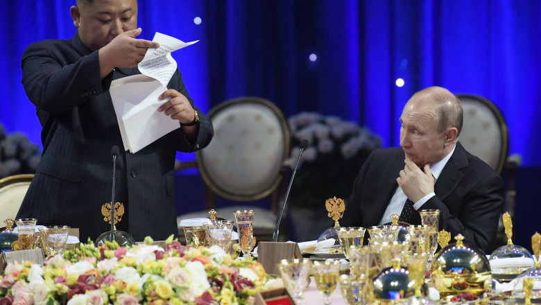 Putin si Kim Jong Un, tot mai aproape de incheierea unui acord pentru livrarea de munitii nord-coreene armatei ruse. Biden, ingrijorat Imagine