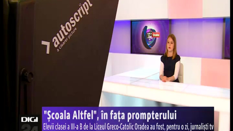 "Scoala Altfel", in fata prompterului. Elevii clasei a III-a B de la Liceul Greco-Catolic Oradea au fost, pentru o zi, jurnalisti la Digi24 Oradea Imagine