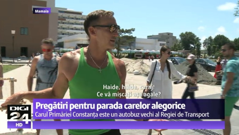 Radu Mazare, repetitii pentru parada carelor alegorice de la Mamaia. Un autobuz a fost transformat in arena romana Imagine