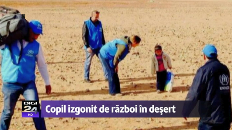 Ratacit in desert: Un baietel de patru ani din Siria s-a pierdut de familia sa, refugiata in Iordania Imagine
