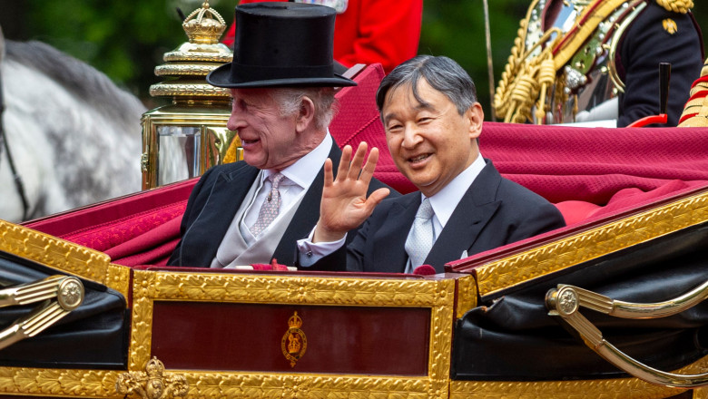 Regele Charles l-a intampinat la Londra pe imparatul Japoniei. Este prima vizita de stat gazduita de acesta dupa diagnosticul de cancer Imagine