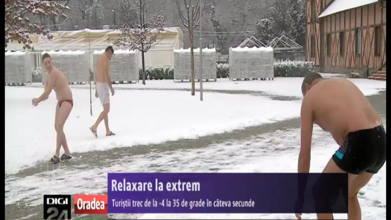 Relaxare la extrem pentru turistii din Baile Felix: din zapada, direct in bazinul cu apa termala Imagine