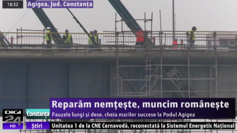 Reparam nemteste, muncim romaneste. Pauzele lungi si dese, cheia marilor succese, la Podul Agigea Imagine