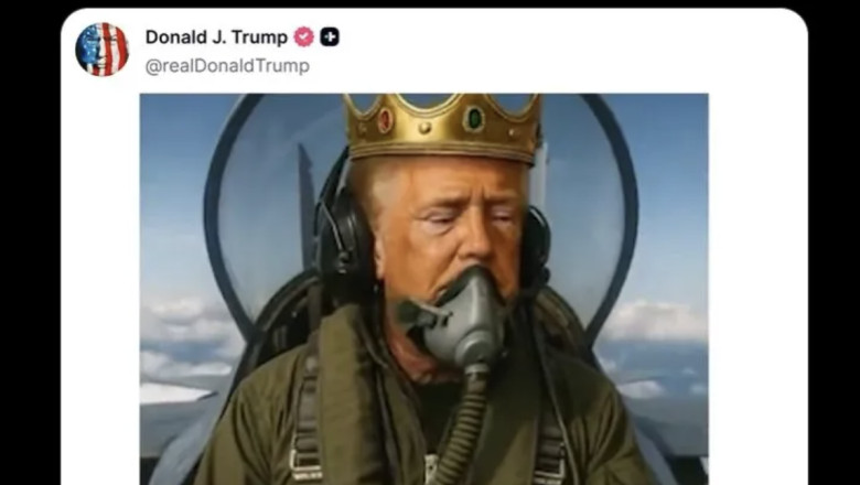 Replica jignitoare a lui Trump pentru protestatarii „No Kings”. S-a folosit de inteligenta de artificiala pentru a o crea Imagine