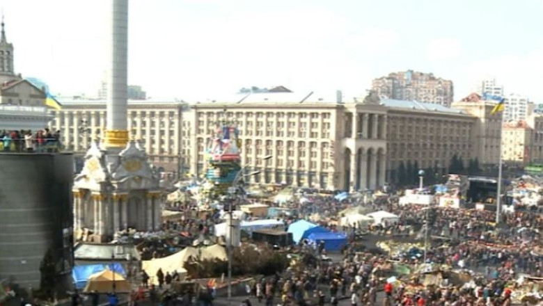 REPORTAJ. Euromaidanul, simbolul protestelor din ultimele luni. Manifestantii raman in piata pana la alegerile din 25 mai Imagine