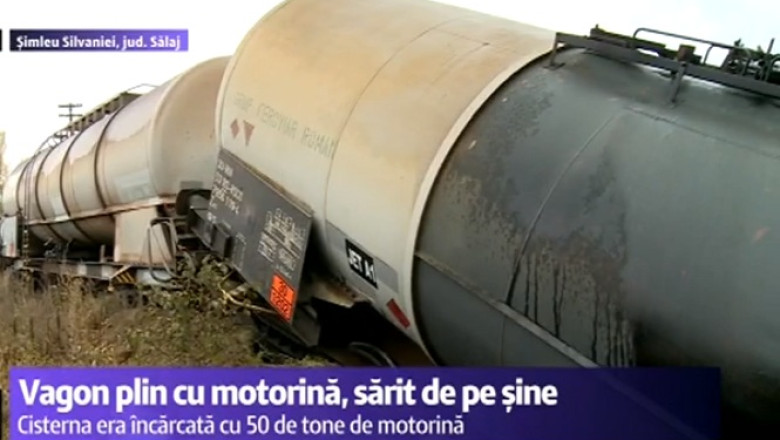 Risc de poluare. Un vagon plin cu motorina a sarit de pe sine Imagine