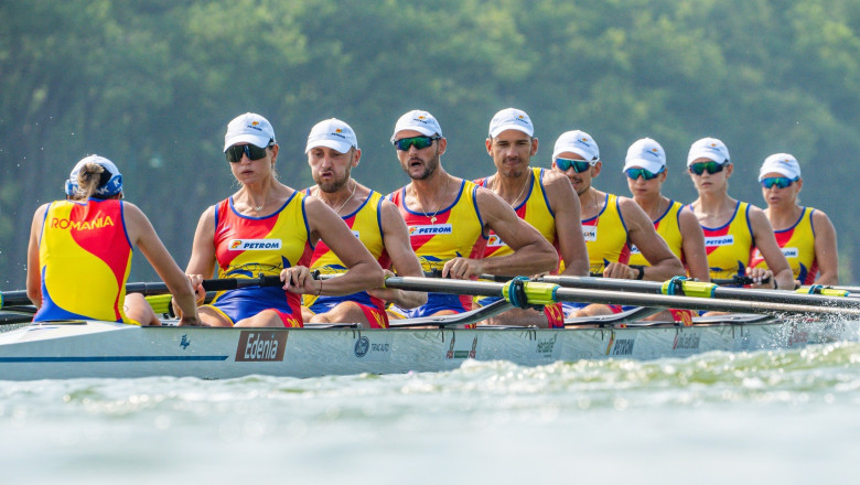 Romania a castigat medalia de aur cu echipajul de 8+1 mixt la Campionatul Mondial de Canotaj. Proba a fost introdusa in premiera Imagine