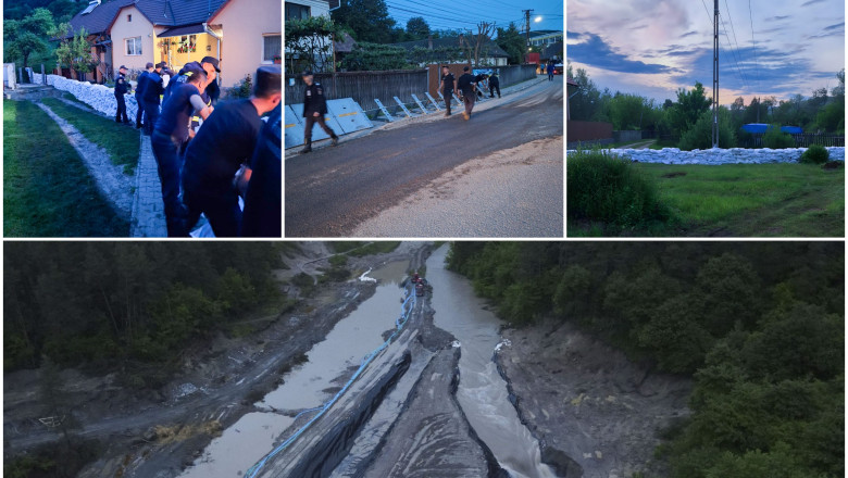 Salina Praid. Autoritatile au realizat o linie de aparare de 750 m impotriva viiturii. Scoaterea apei din subteran a fost stopata Imagine