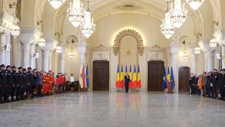 Salvatorii ISU care au intervenit in Turcia, decorati la Cotroceni. Iohannis: Rezultatele misiunii dumneavoastra sunt nepretuite Imagine