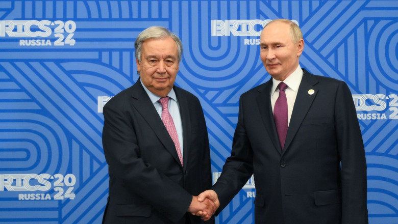 Seful ONU nu mai e primit la Kiev dupa ce a dat mana cu Putin la summitul BRICS Imagine