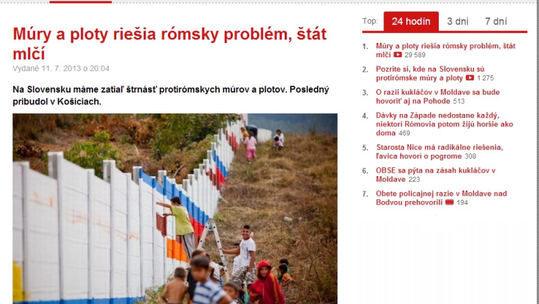 Segregare. Slovacia se delimiteaza de problemele cu romii construind ziduri de beton. Al 14-lea a fost finalizat la Kosice Imagine
