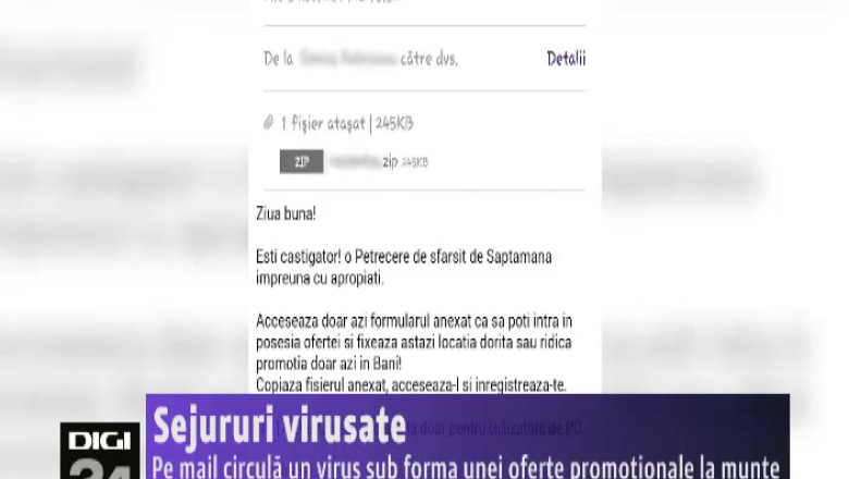 Sejururi virusate. Pe mail circula un virus sub forma unei oferte promotionale la munte Imagine
