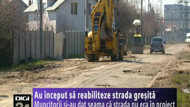 Slatina. Au inceput sa reabiliteze strada gresita. Muncitorii si-au dat seama dupa ce au inceput lucrarile Imagine