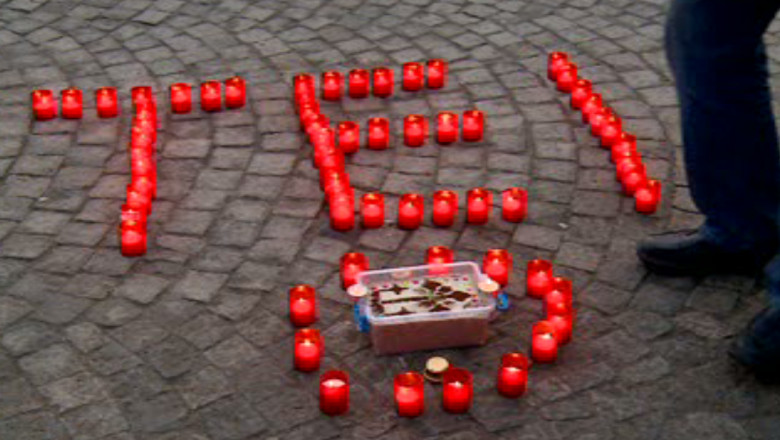 Slujba simbolica pentru teii taiati de muncitorii Primariei Iasi Imagine