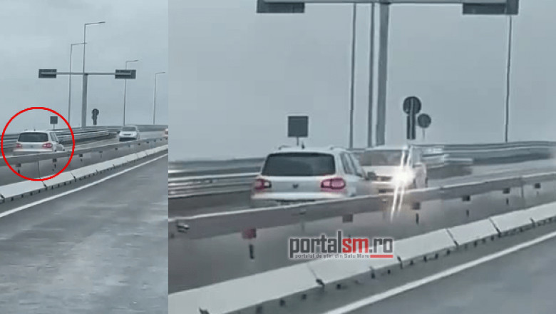 Sofer filmat pe contrasens, pe centura orasului Satu Mare. A fost avertizat cu "flash-uri" de ceilalti conducatori auto Imagine
