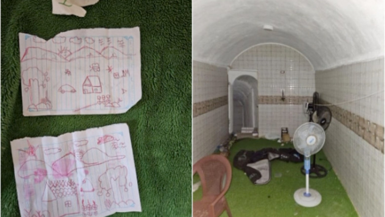 Soldatii israelieni au gasit un tunel in Gaza unde au fost tinuti ostatici. Pe pereti mai erau inca desenele facute de un copil Imagine