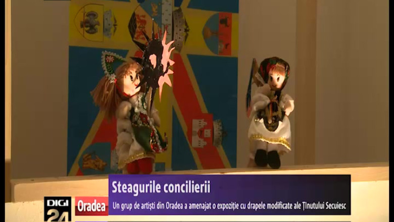 Steagurile concilierii. Artisti din Oradea au amenajat o expozitie cu drapele modificate ale tinutului Secuiesc Imagine