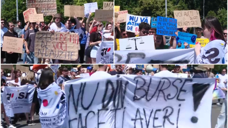 Studentii au iesit in strada pentru ca guvernul vrea sa le scada bursele. „Ma mai intrebi de ce vreau sa plec din tara?” Imagine