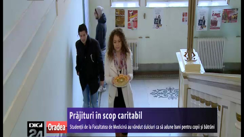 Studentii de la Facultatea de Medicina din Oradea au vandut dulciuri ca sa adune bani pentru copii si batrani Imagine