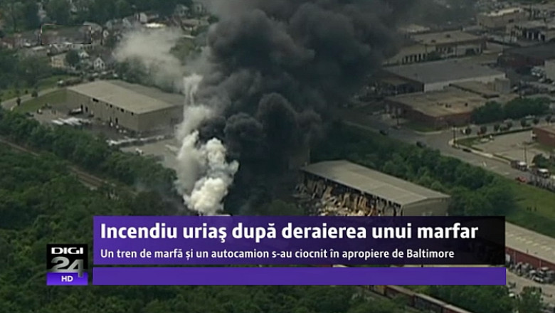 SUA. Incendiu urias dupa deraierea unui marfar Imagine