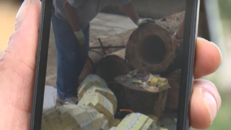 Suceava. Tigari de contrabanda ascunse in busteni Imagine