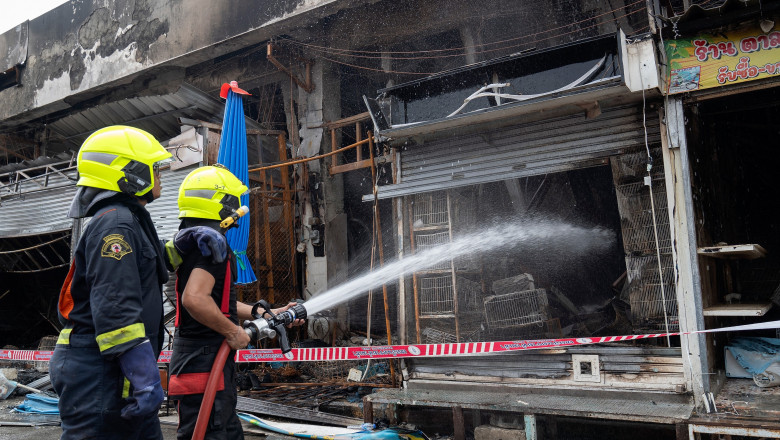 Sute de animale au fost ucise intr-un incendiu dintr-o piata celebra din Bangkok. 100 de magazine au fost mistuite de flacari Imagine