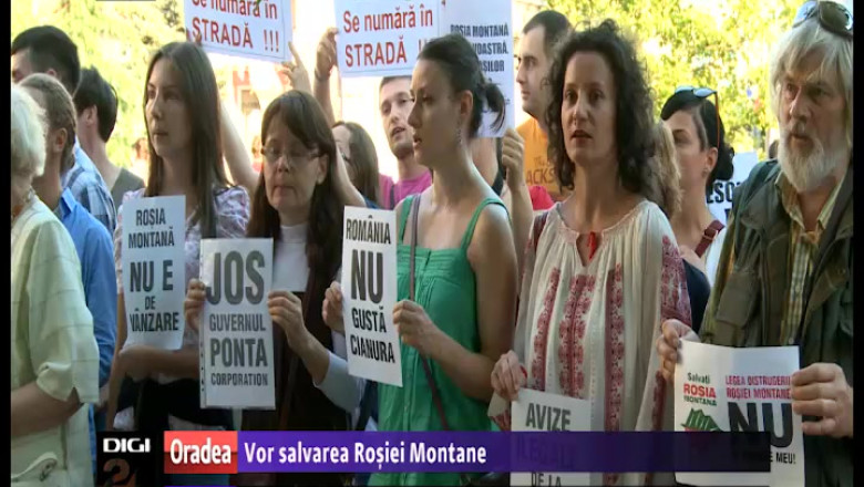Sute de oradeni au iesit in strada sa protesteze impotriva exploatarii aurului de la Rosia Montana Imagine