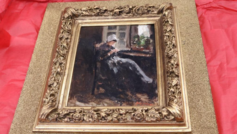 Tabloul "Bretona lucrand (La fereastra)" de Nicolae Grigorescu a fost cumparat de statul roman si intra in patrimoniul national Imagine