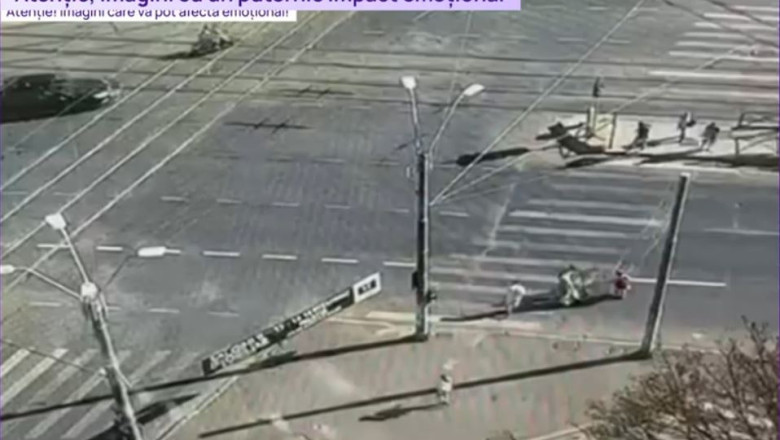 Tanar cercetat pentru ucidere din culpa, dupa ce a lovit cu trotineta o femeie pe o trecere din Bucuresti. Momentul accidentului Imagine