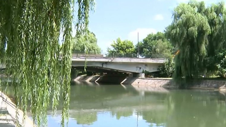 Timisoara: cale intoarsa pe Bega, la trecerea pe sub podul Michelangelo Imagine