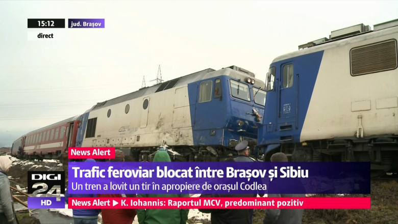 Tir lovit de un tren la Codlea Imagine