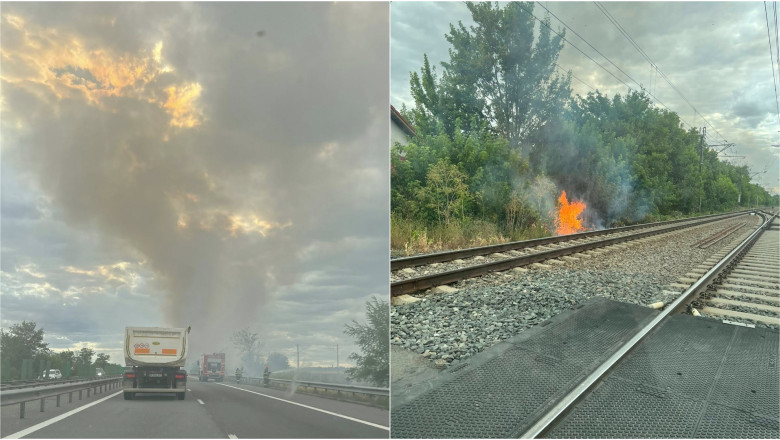 Trafic deviat de pe Autostrada A2 din cauza incendiilor de vegetatie. Circulatia spre Bucuresti, oprita intre Sarulesti si Lehliu Imagine