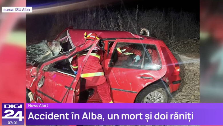 Tragedie in Alba, pe DN 1. Un tanar de 18 ani a murit intr-un accident auto, dupa ce masina sa s-a rasturnat in afara drumului Imagine