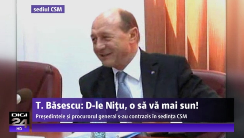 Traian Basescu catre procurorul general: Domnule Nitu, o sa va mai sun! Sedinta cu replici acide la CSM Imagine