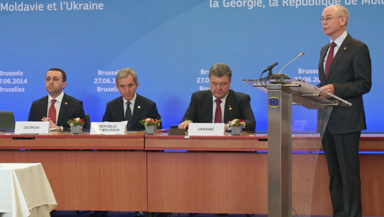 Trei pentru UE. Moldova, Ucraina si Georgia isi consolideaza parteneriatul cu Uniunea Europeana. Reactia Rusiei Imagine