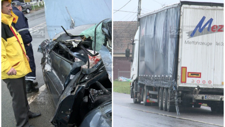 Trei persoane au ajuns la spital dupa ce un camion a intrat in coliziune cu un autoturism si un microbuz Imagine
