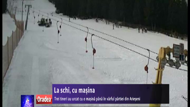 Trei tineri au urcat cu o masina pana in varful partiei din Arieseni Imagine