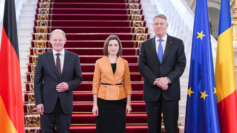 Trilaterala Iohannis-Scholz-Maia Sandu, la Palatul Cotroceni: „Unii au vrut ca Moldova sa cada, Moldova se tine dreapta” Imagine