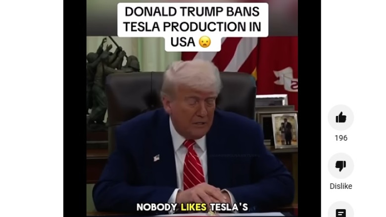 „Trump decide oprirea productiei de masini Tesla in SUA”. Videoclipul fake news care a devenit viral a fost generat cu ajutorul AI Imagine