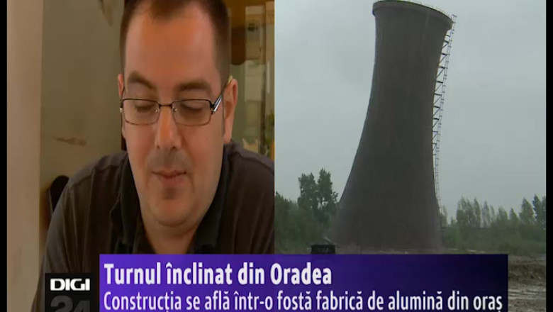 Turnul inclinat din Oradea. Constructia se afla intr-o fosta fabrica de alumina din oras Imagine