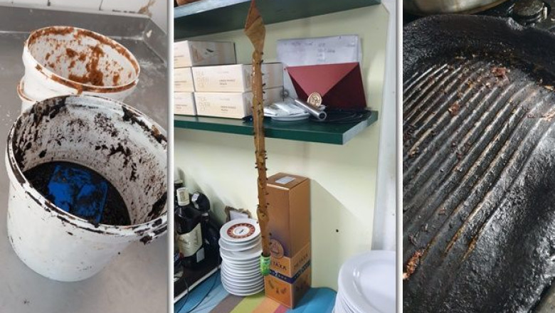 Ulei inegrit cu resturi alimentare in el, tencuieli care stateau sa cada si mizerie, gasite de comisarii ANPC la Baile Herculane Imagine