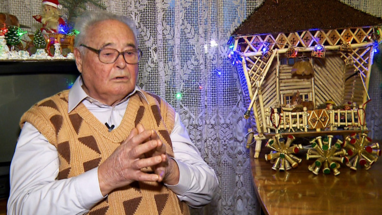 Un artizan in prag de Craciun. Un batran de 86 de ani din Iasi face obiecte de arta din conuri de brad sau pastai Imagine