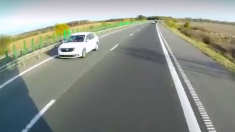 Un barbat a condus 20 de kilometri pe contrasens pe A2. A lovit o masina care circula regulamentar, dar si-a continuat drumul Imagine