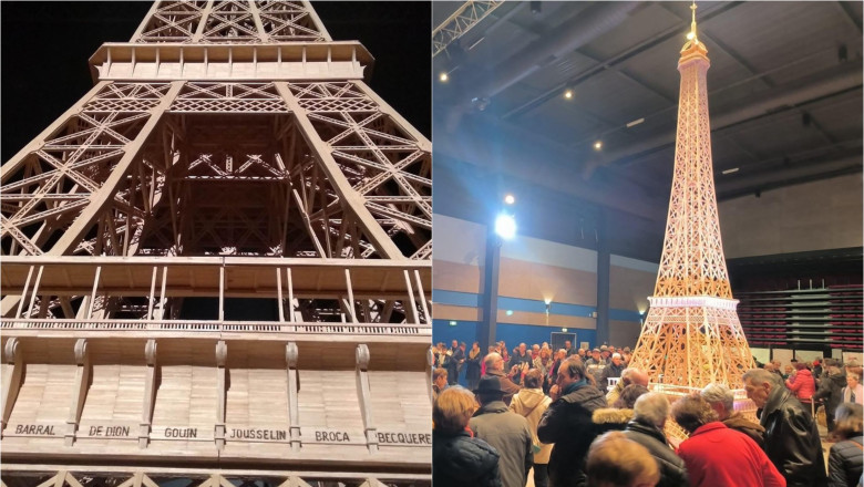 Un barbat a lucrat 8 ani la un model de peste 7 metri inaltime al Turnului Eiffel facut din chibrituri, dar recordul i-a fost invalidat Imagine