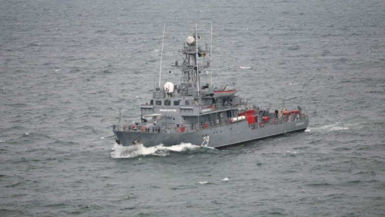 Un dragor maritim al Fortelor Navale Romane a lovit o mina pe care trebuia sa o neutralizeze. Vasul a fost avariat Imagine