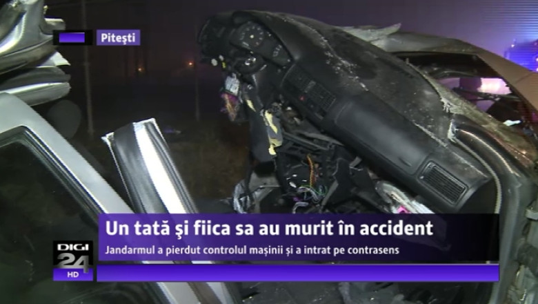 Un jandarm si fiica sa si-au pierdut viata intr-un accident, la intrarea in Pitesti Imagine